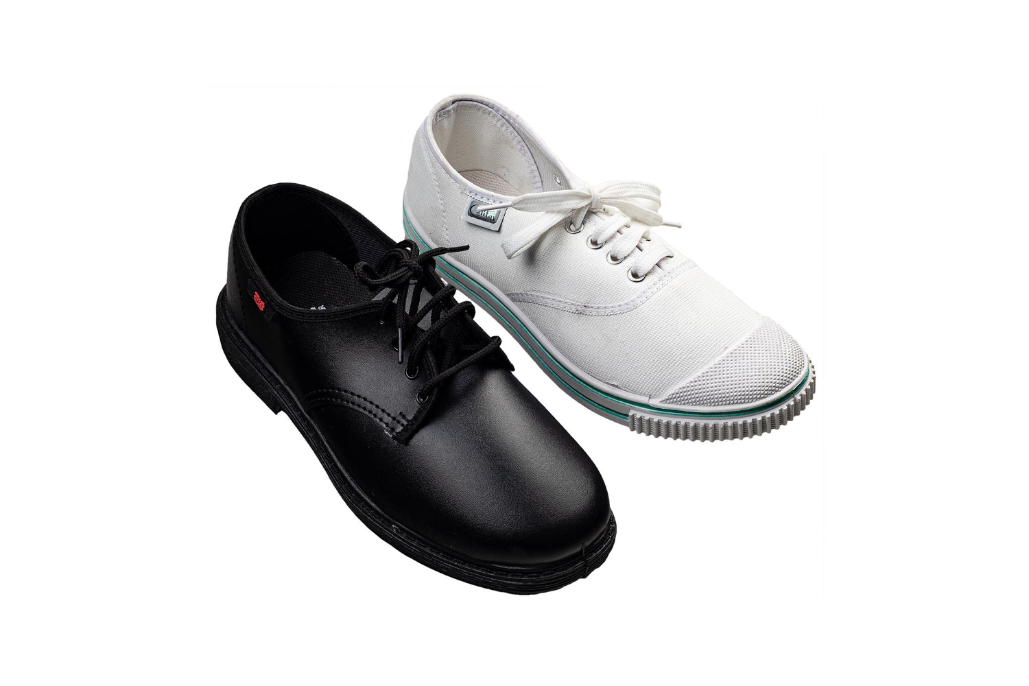 Titas Boys Black School Shoe & White Canvas School Shoe Combo