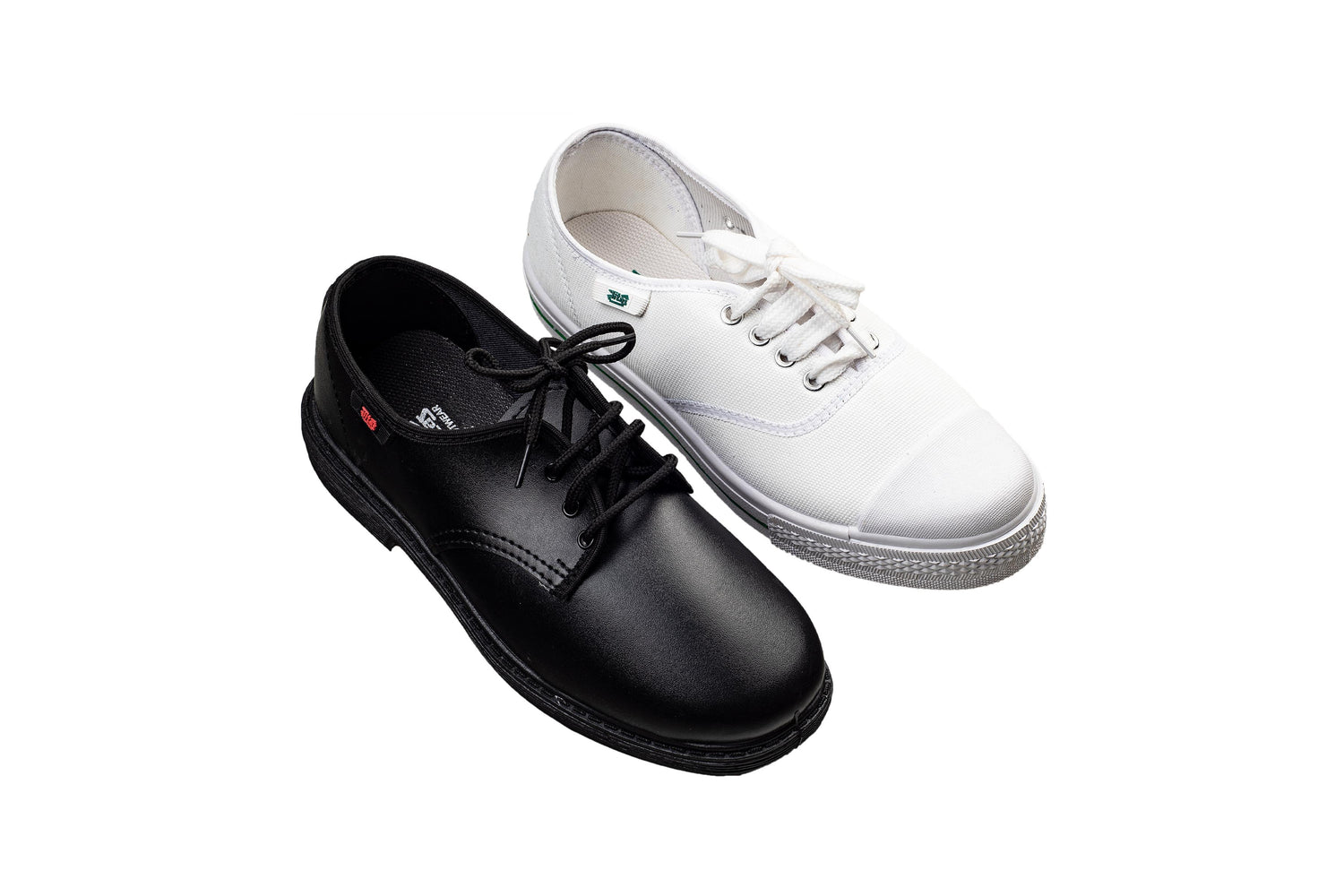Titas Boys Black School Shoe & White Canvas School Shoe Combo