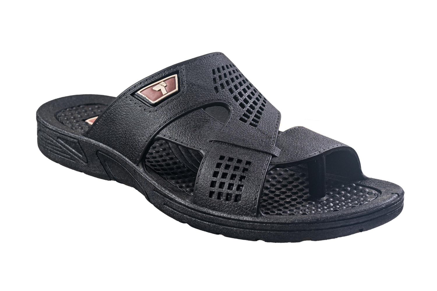 Titas Gents Black Chappal PVC