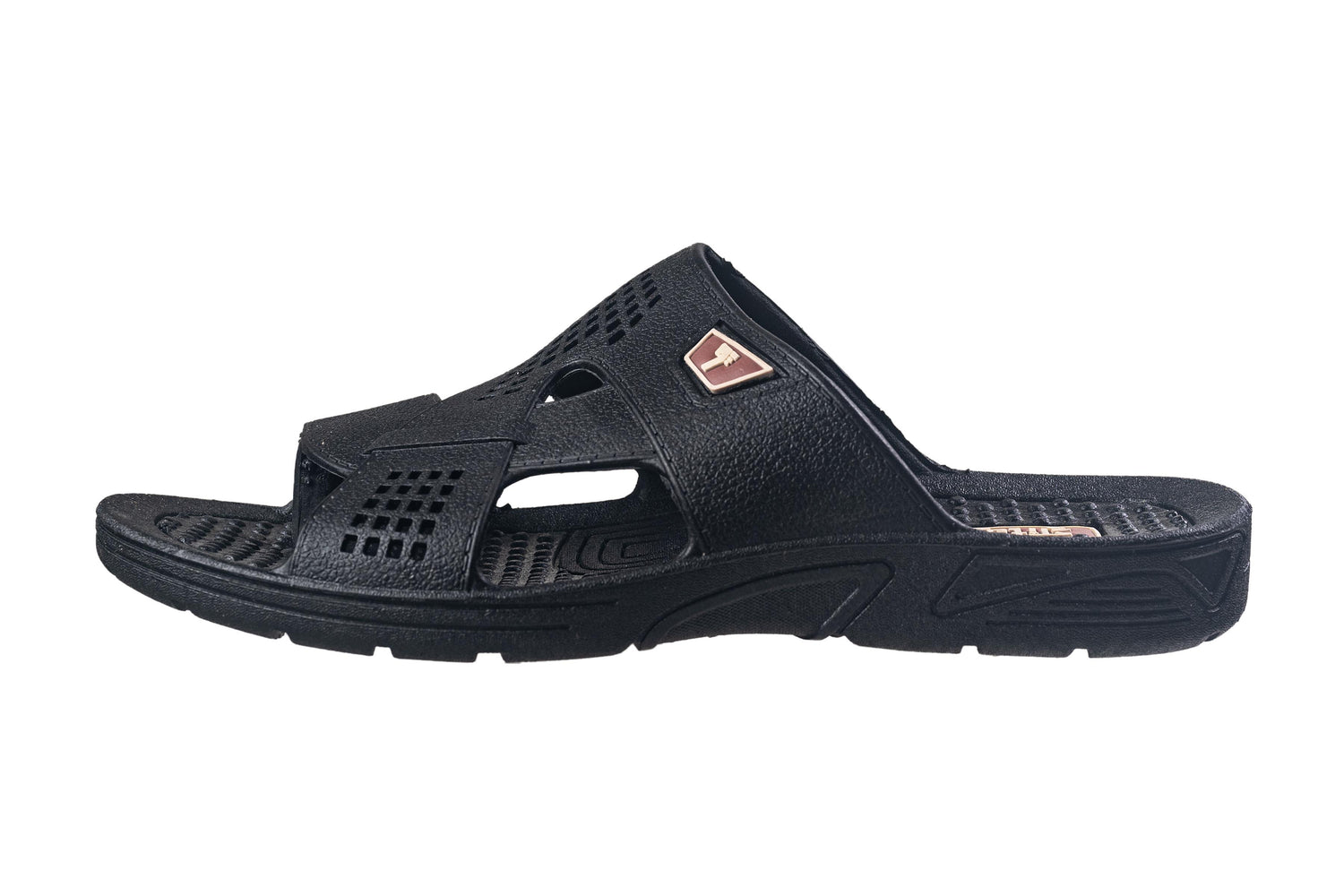 Titas Gents Black Chappal PVC