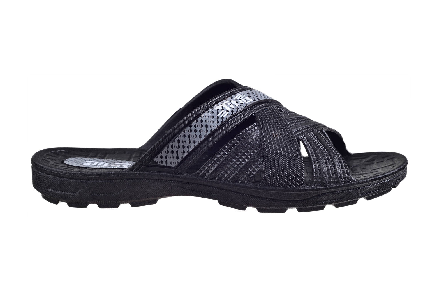 Titas Gents Black Chappal PVC