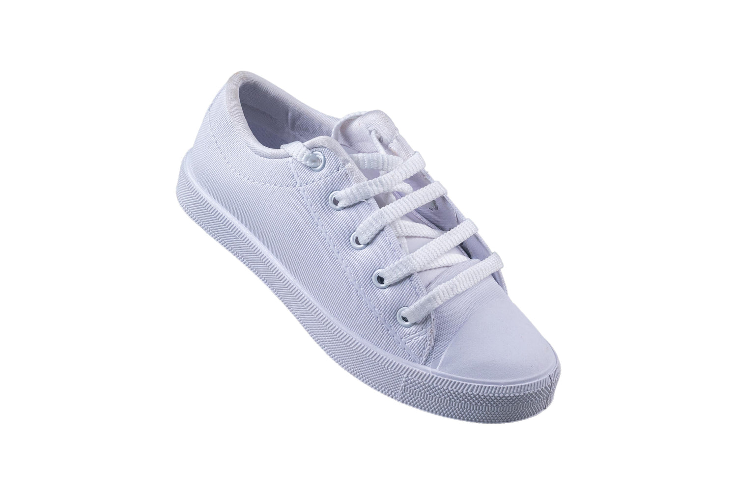 Titas White Canvas School Shoe