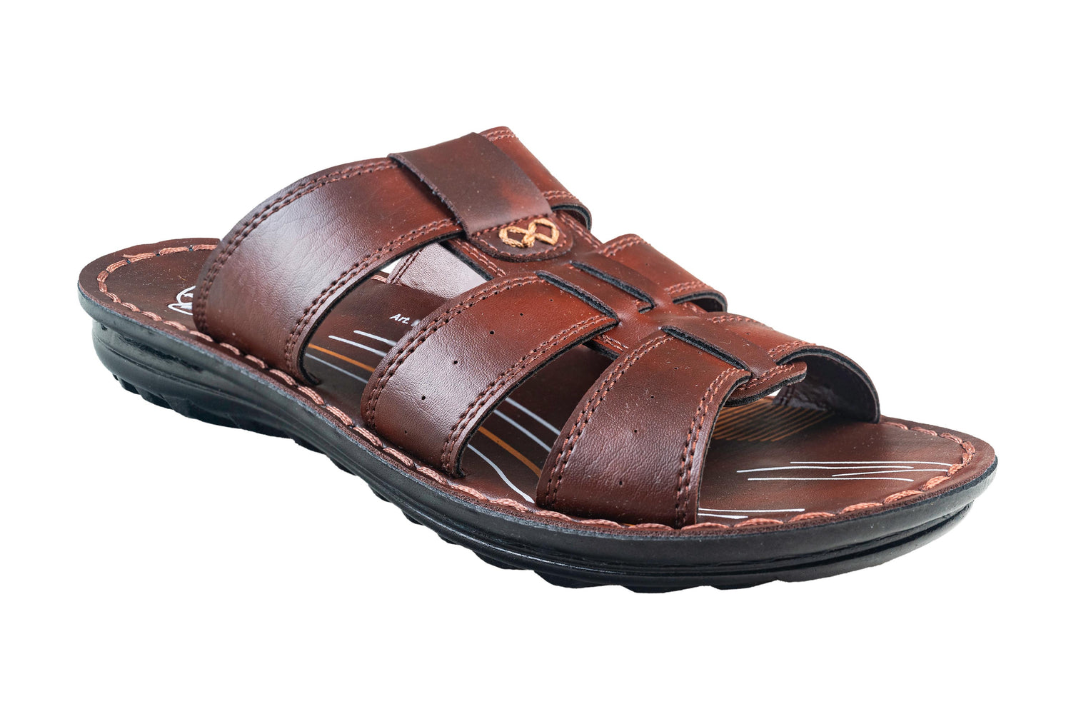 Titas Gents Brown Chappal PU