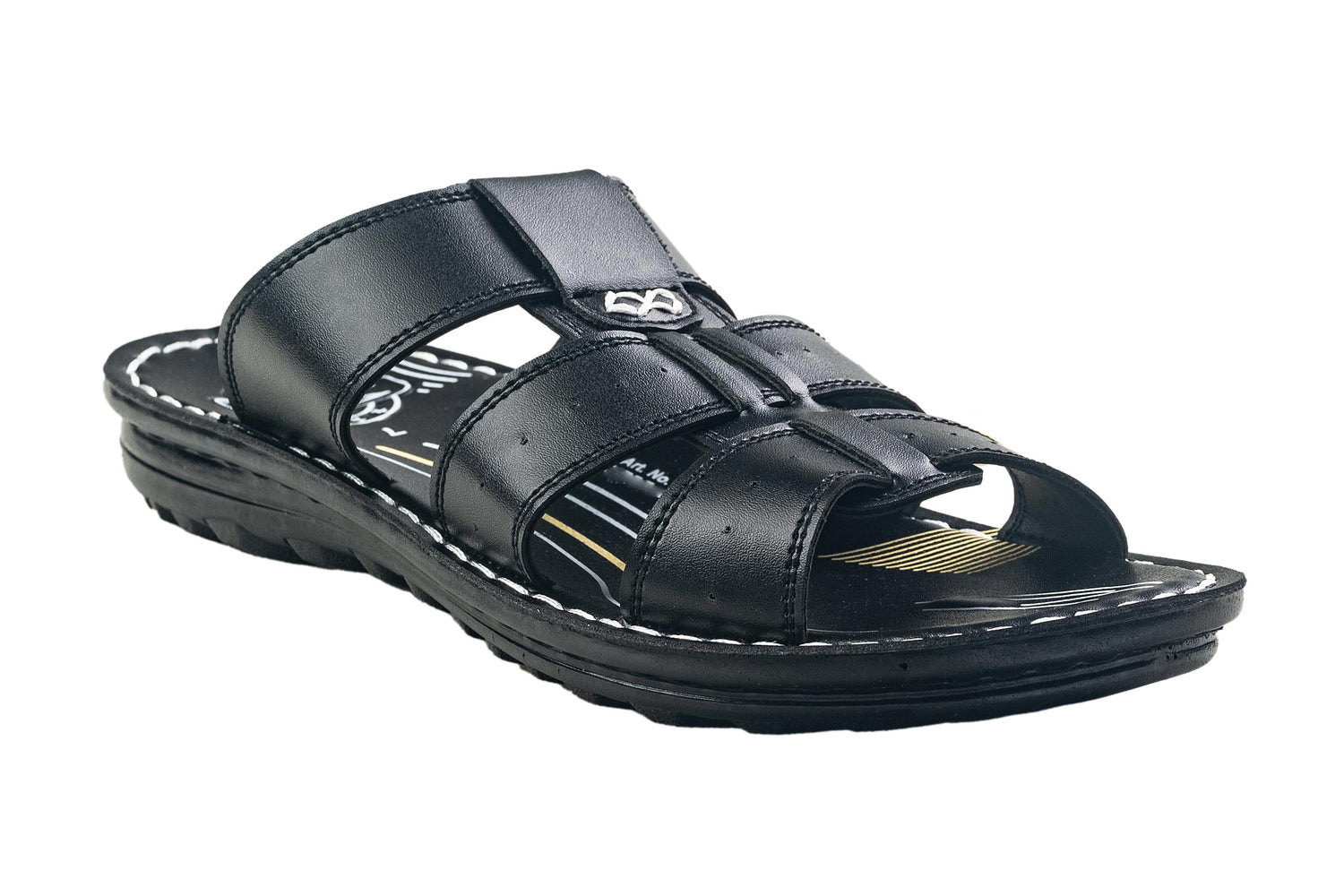 Titas Gents Black Chappal PU