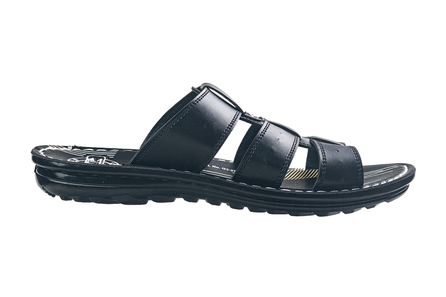 Titas Gents Black Chappal PU