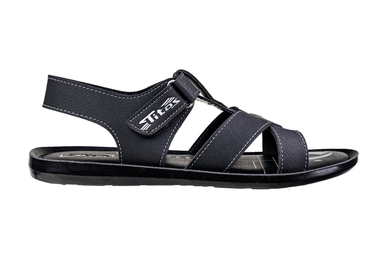 Titas Gents Black Sandal PU