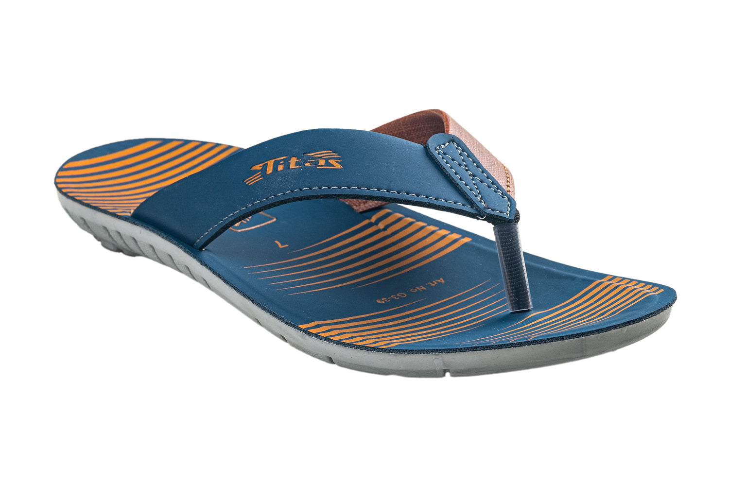 Titas Gents Blue / Tan Chappal PU