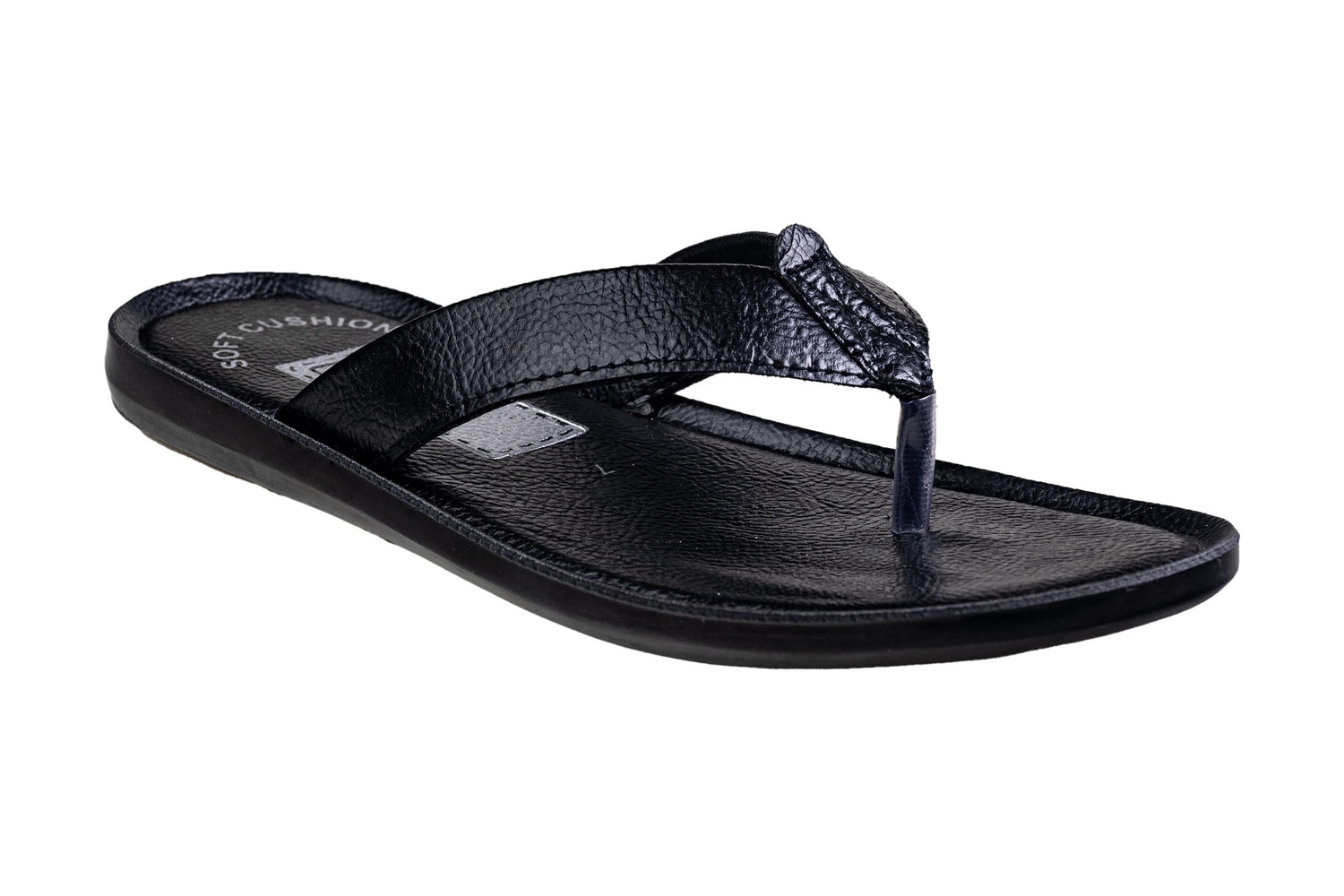 Titas Gents Black Chappal PU