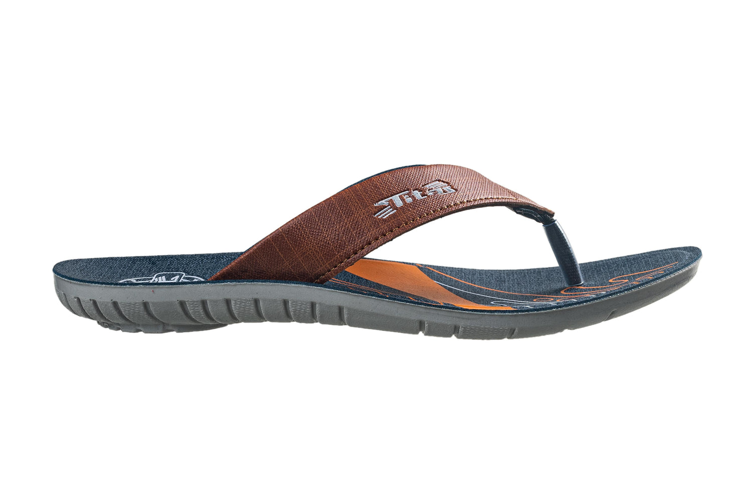 Titas Gents Blue / Tan Chappal PU