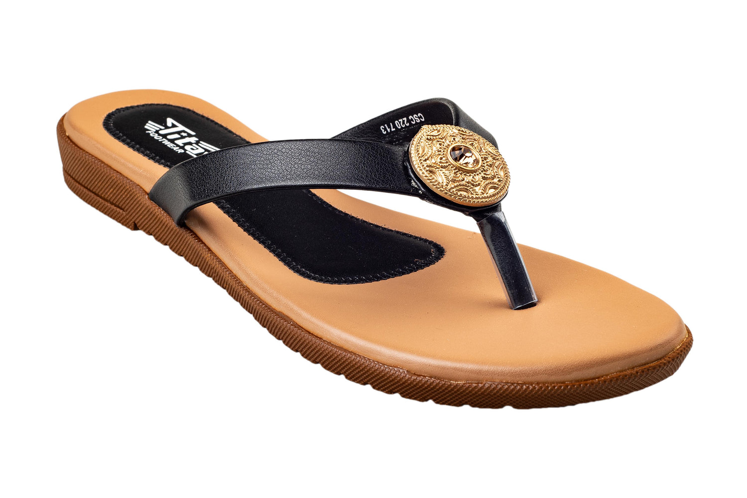 Titas Ladies Black Chappal