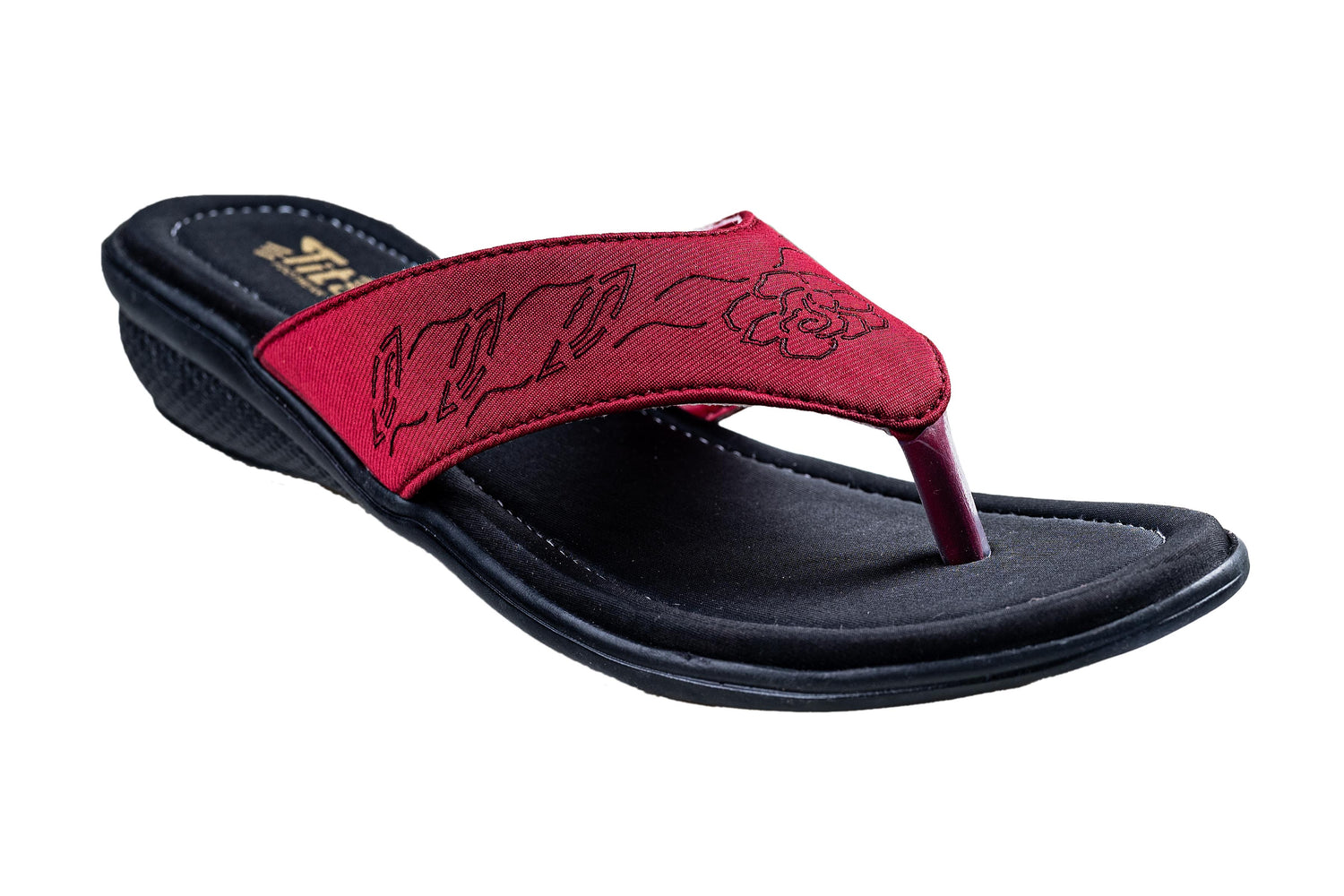 Titas Ladies Cherry / Black Chappal