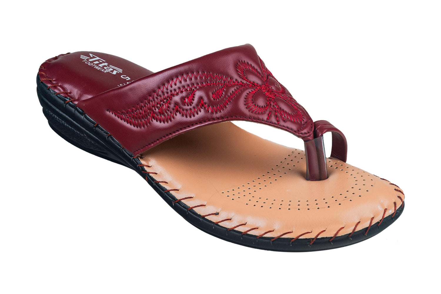 Titas Ladies Maroon Chappal