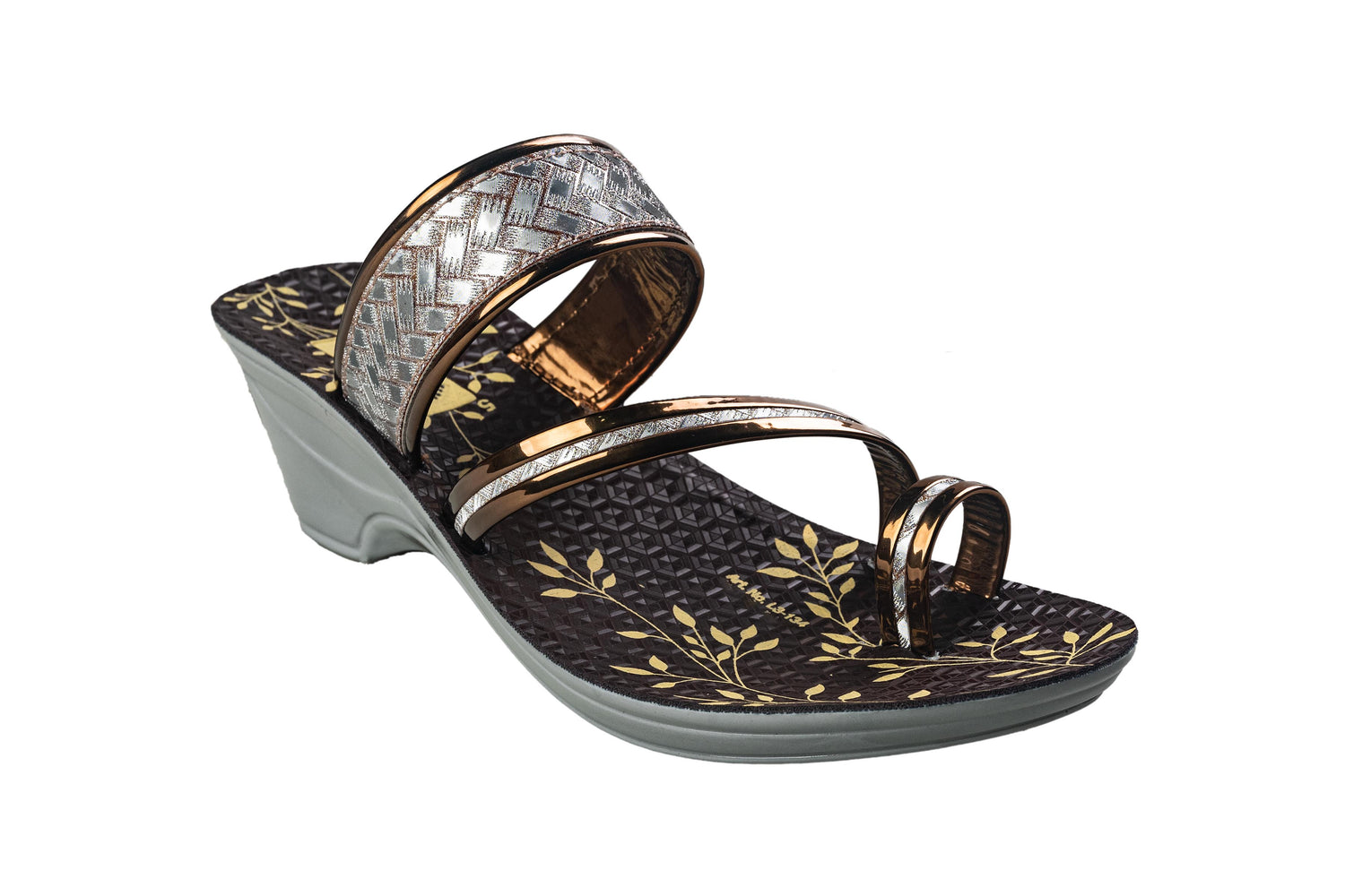 Titas Ladies Silver / Copper Chappal PU