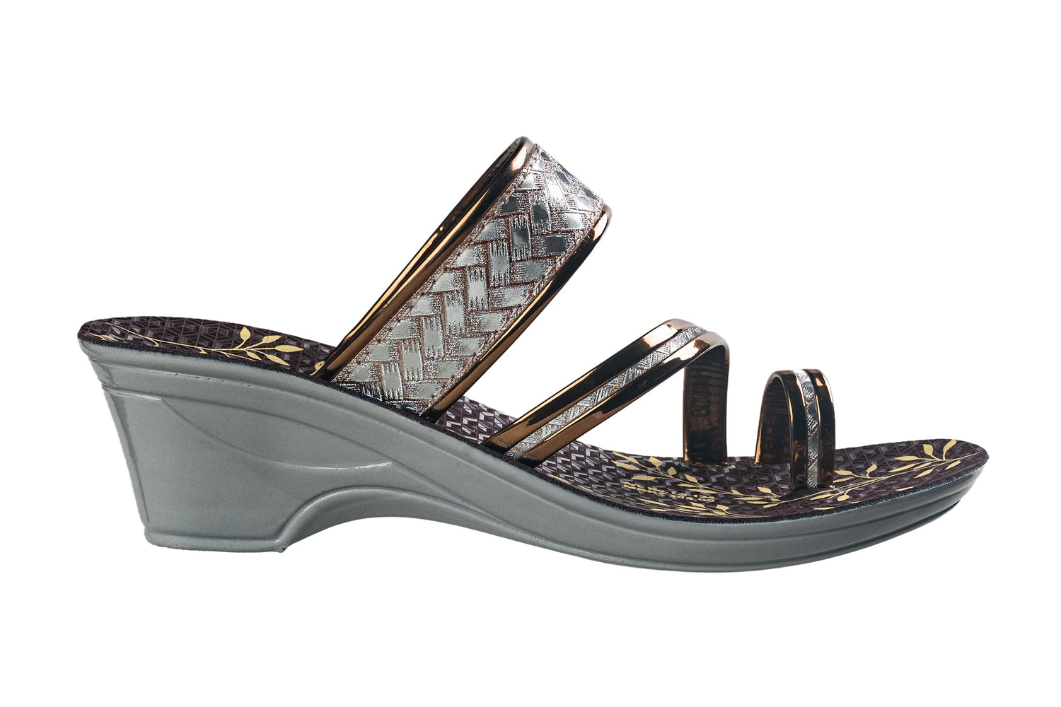 Titas Ladies Silver / Copper Chappal PU