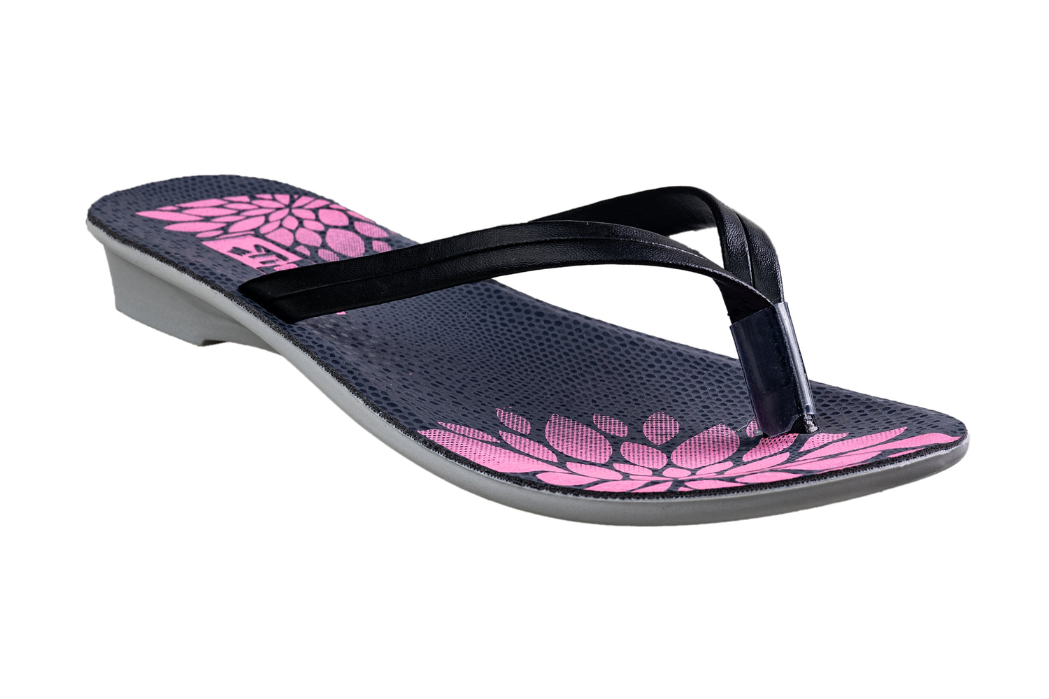 Titas Ladies Black Chappal PU