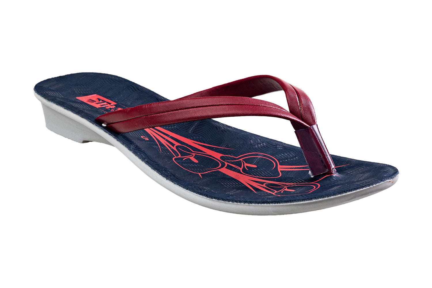 Titas Ladies Red Chappal PU