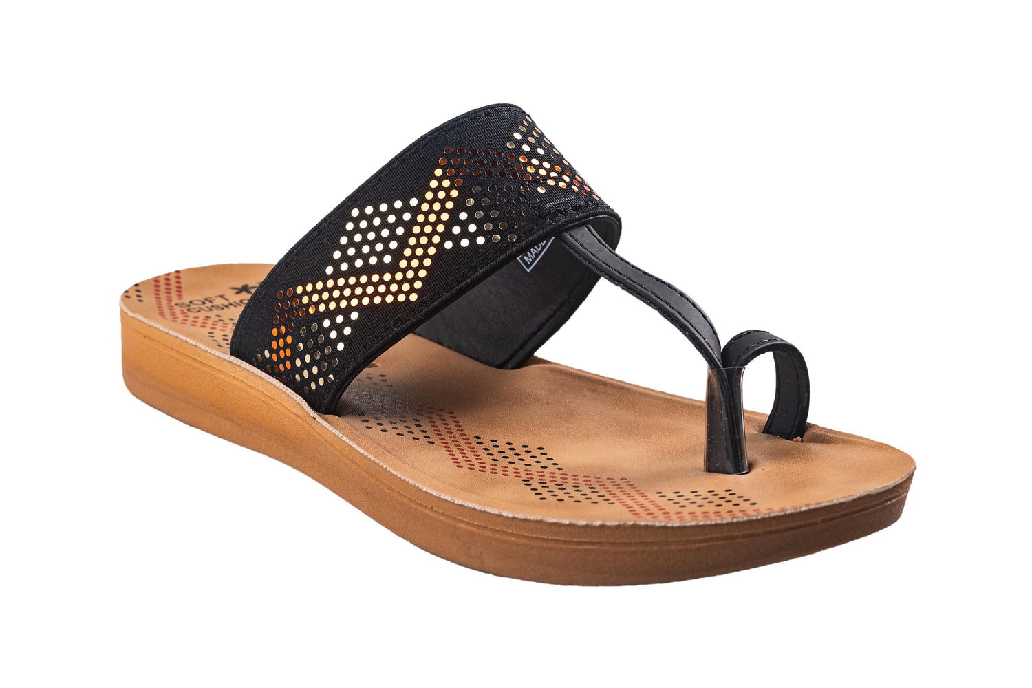 Flite Ladies Black Chappal PU