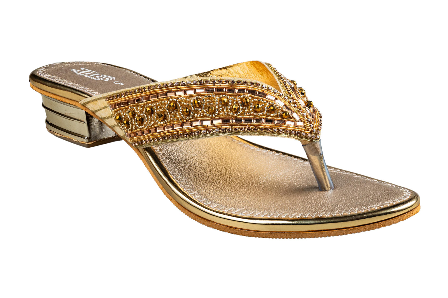 Titas Ladies Golden Wedding Chappal