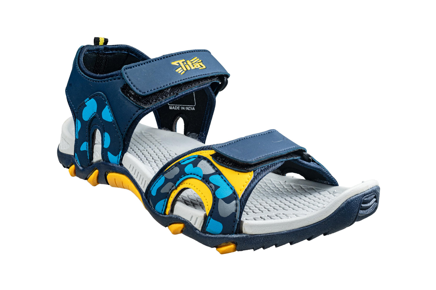 Titas Footwear Stylish Men's N. Blue / Yellow Outdoor Sports Sandals