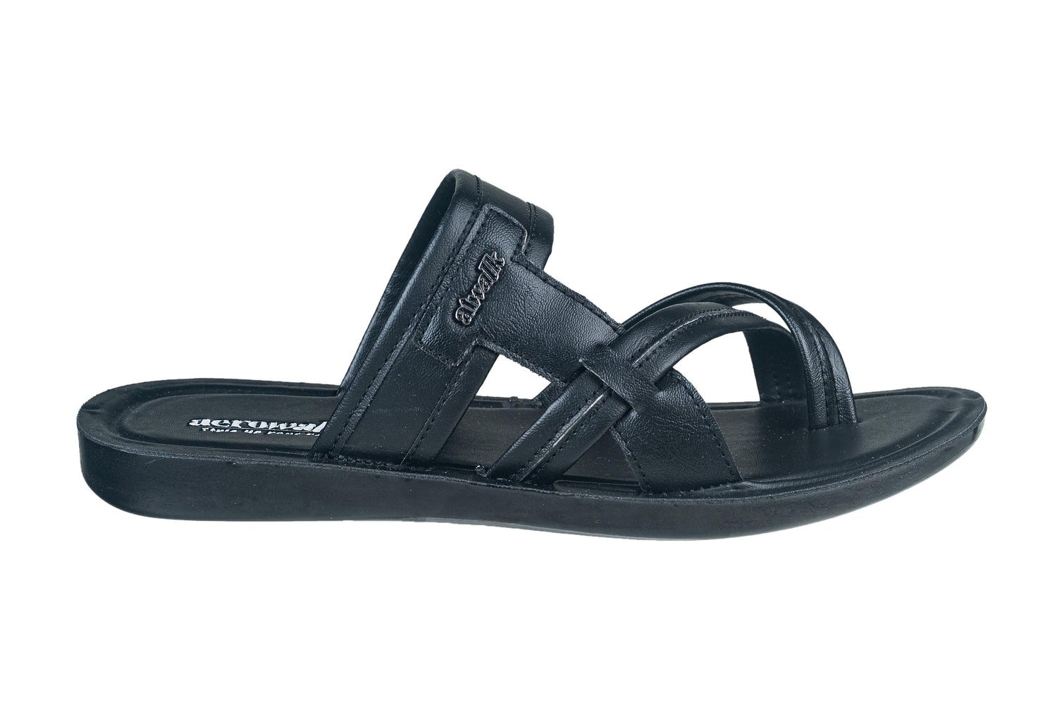 Aerowalk Gents Black Chappal PU