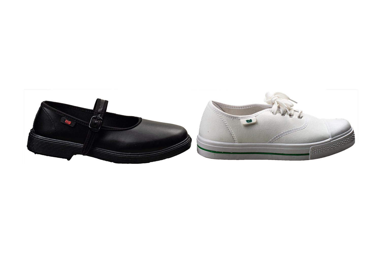 Titas Girls Black School Shoe & White Canvas School Shoe Combo