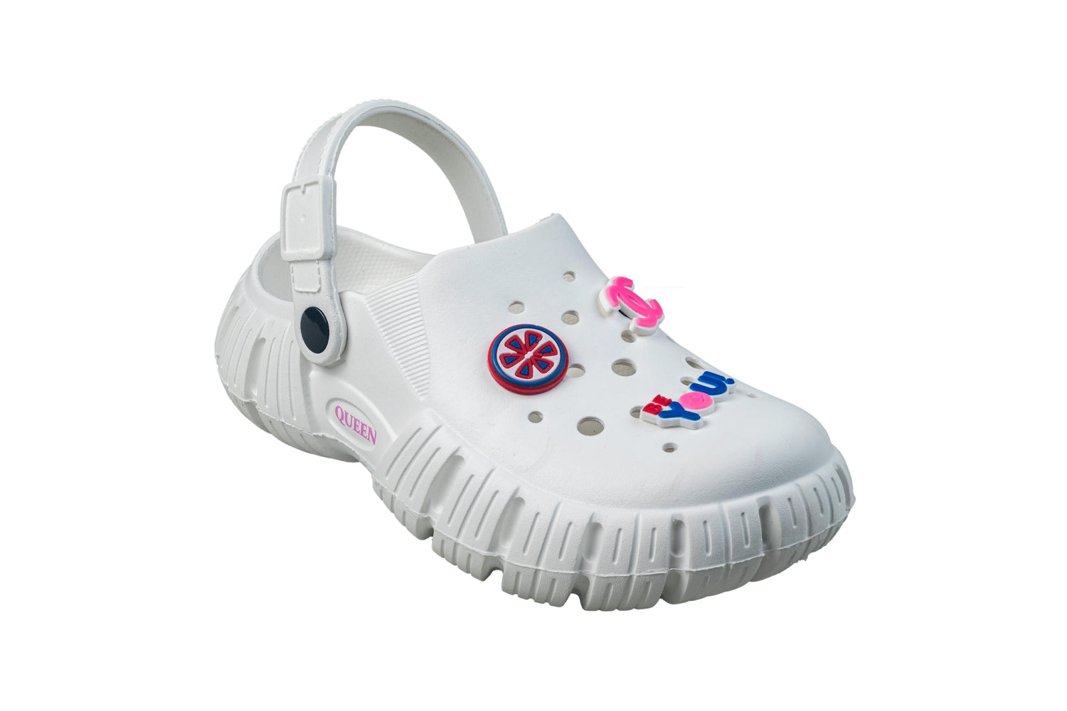 Strap On Ladies White Clogs